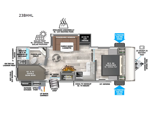 Wildwood Heritage Glen Hyper-Lyte 23BHHL Floorplan Image