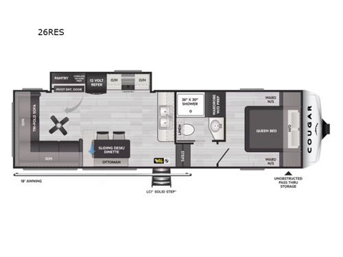 Cougar Half-Ton 26RES Floorplan Image