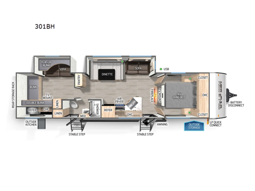 Cherokee Wolf Den 301BH Floorplan