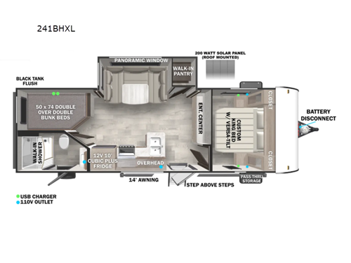 Wildwood X-Lite 241BHXL Floorplan Image