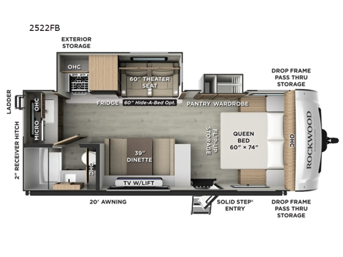 Rockwood Mini Lite 2522FB Floorplan