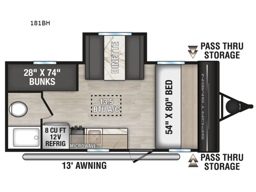 Sportsmen Classic 181BH Floorplan