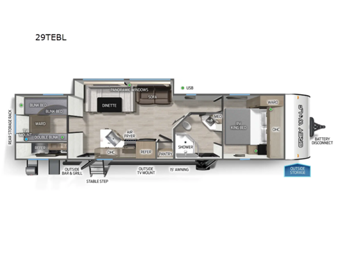 Cherokee Grey Wolf Black Label 29TEBL Floorplan