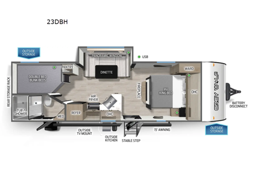 Cherokee Grey Wolf 23DBH Floorplan