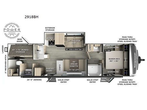 Rockwood Ultra Lite 2918BH Floorplan Image