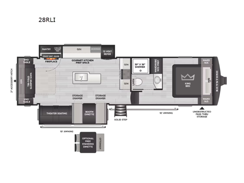 Cougar Half-Ton 28RLI Floorplan Image
