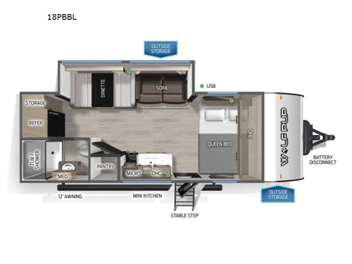 Cherokee Wolf Pup Black Label 18PBBL Floorplan