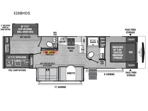 Freedom Express Ultra Lite 326BHDS Floorplan Image