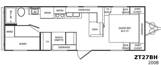 Floorplan - 2008 CrossRoads RV Zinger ZT27BH