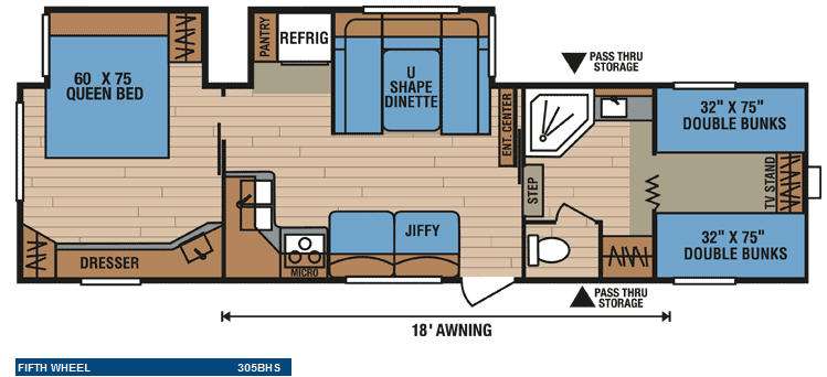 Floorplan - 2010 KZ Spree 305BHS