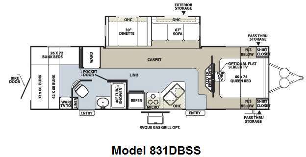 Floorplan - 2010 Forest River RV Flagstaff Classic Super Lite 831DBSS