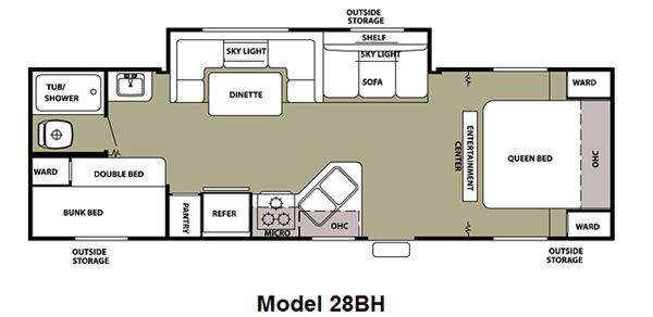 Floorplan - 2011 Forest River RV Cherokee Grey Wolf 28BH