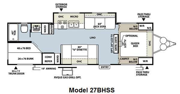 Floorplan - 2012 Forest River RV Flagstaff Super Lite 27BHSS