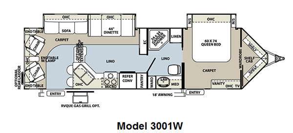 Floorplan - 2012 Forest River RV Rockwood Wind Jammer 3001W