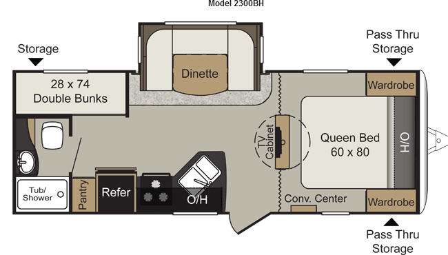 Floorplan - 2013 Keystone RV Passport 2300BH Grand Touring