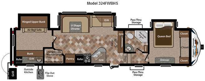 Floorplan - 2014 Keystone RV Sprinter Copper Canyon 324FWBHS