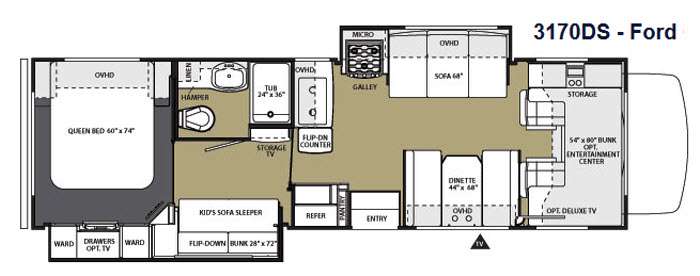 Floorplan - 2014 Forest River RV Sunseeker 3170DS Ford