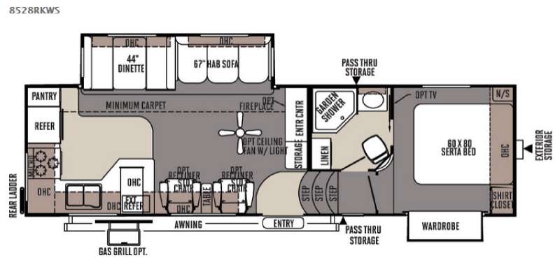 Floorplan - 2015 Forest River RV Flagstaff Classic Super Lite 8528RKWS