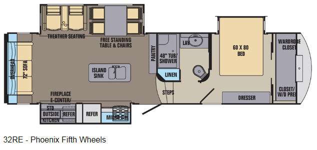 Floorplan - 2016 Shasta RVs Phoenix 32RE