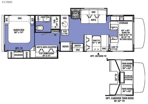 Floorplan - 2016 Forest River RV Sunseeker 3170DS Ford