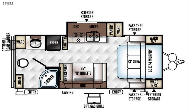Floorplan - 2016 Forest River RV Rockwood Mini Lite 2503S