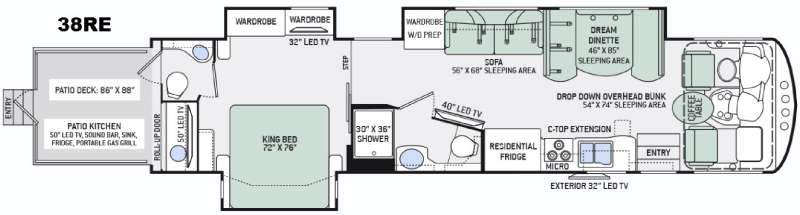Floorplan - 2016 Thor Motor Coach Outlaw 38RE