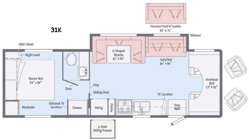 Floorplan - 2016 Winnebago Minnie Winnie 31K