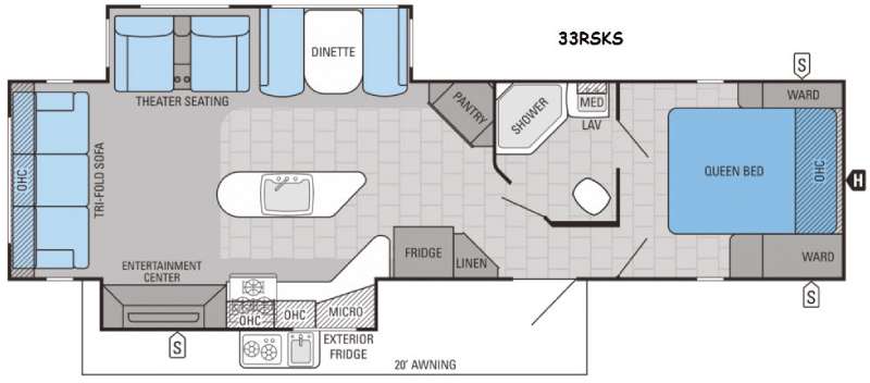 Floorplan - 2016 Jayco White Hawk 33RSKS