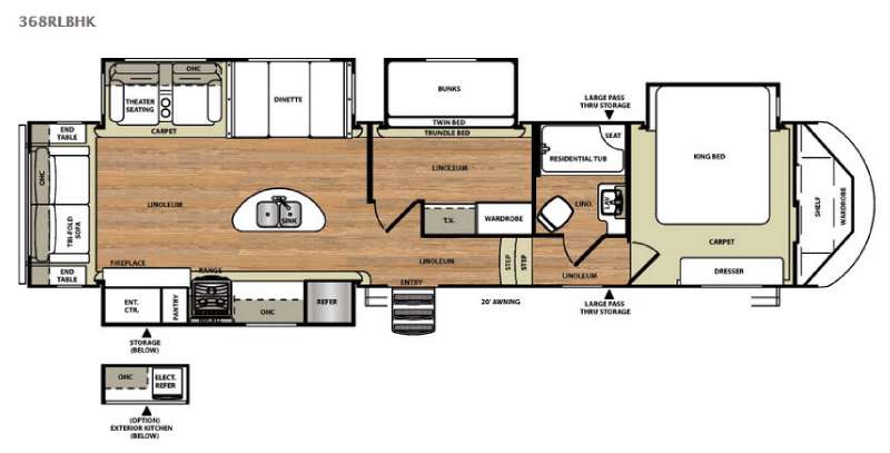 Floorplan - 2016 Forest River RV Salem Hemisphere Lite 368RLBHK