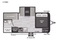 Hideout Single Axle 176BH Floorplan Image