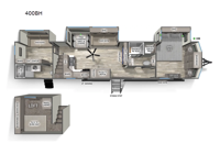2024 Forest River RV Sandpiper Destination Trailers 400BH Floorplan