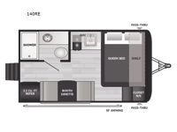 Hideout Sport Single Axle 140RE Floorplan Image