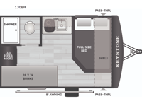 Hideout Sport Single Axle 130BH Floorplan Image