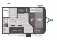 Hideout Sport Single Axle 131RK Floorplan Image