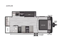 Hideout Sport Double Axle 224MLWE Floorplan Image