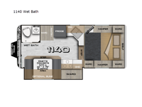 Arctic Fox Camper 1140 Wet Bath Floorplan Image