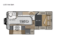 Arctic Fox Camper 1150 Wet Bath Floorplan Image