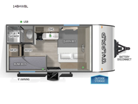 Cherokee Wolf Pup Black Label 14BHWBL Floorplan Image