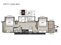 Aurora 34BHTS (2 Queen Beds) Floorplan Image