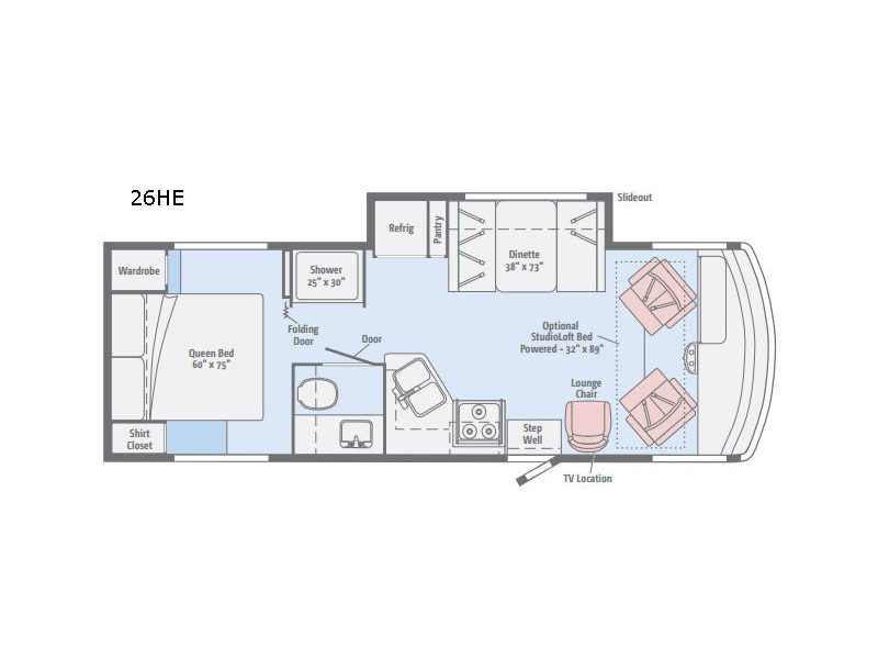 Floorplan - 2017 Winnebago Vista 26HE