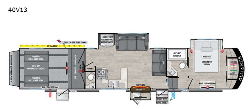 New 2021 Alliance RV Valor 40V13 Toy Hauler Fifth Wheel at General