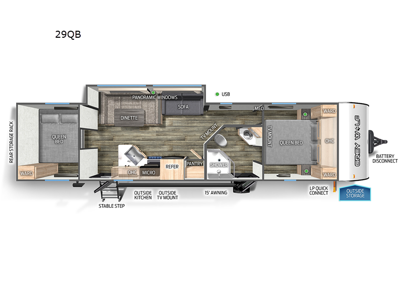 Used 2023 Forest River RV Cherokee Grey Wolf 29QB Travel