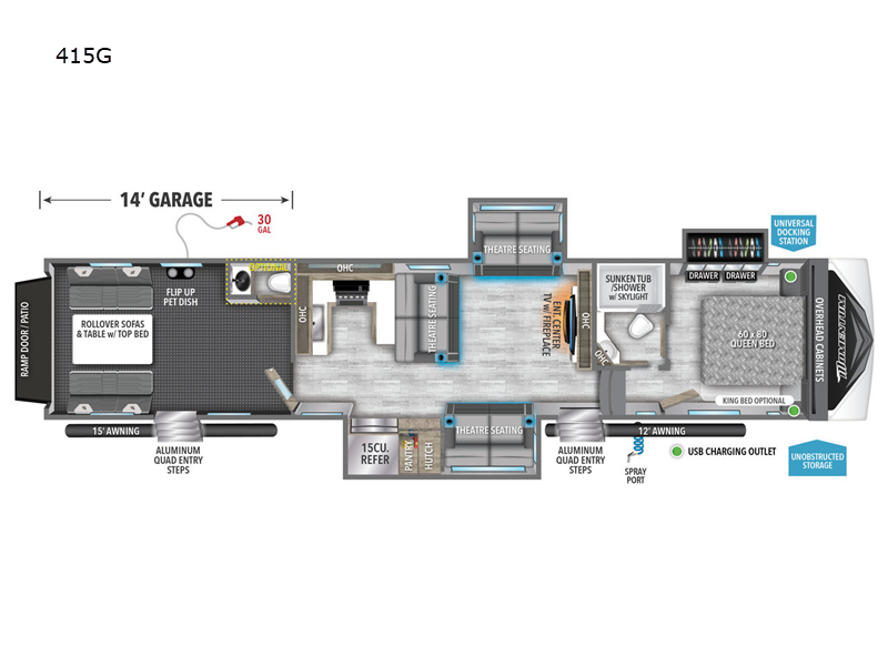 Grand Design Momentum G-Class 415G Toy Hauler Fifth Wheel For Sale