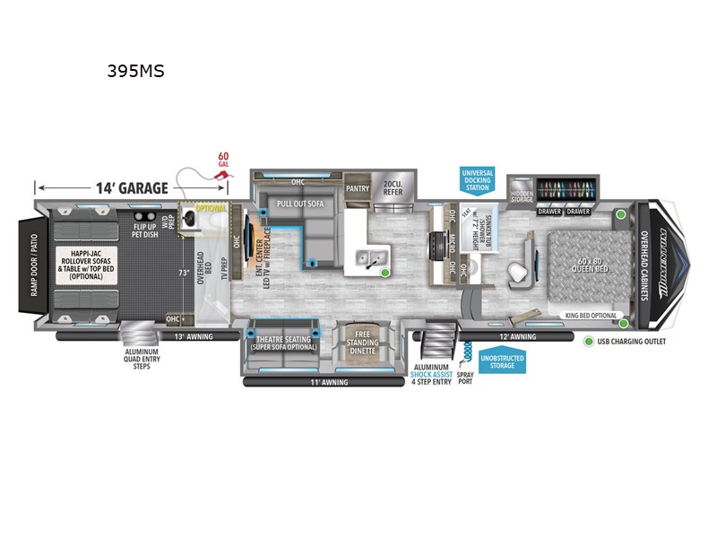 Grand Design Momentum MClass 395MS Toy Hauler Fifth Wheel For Sale