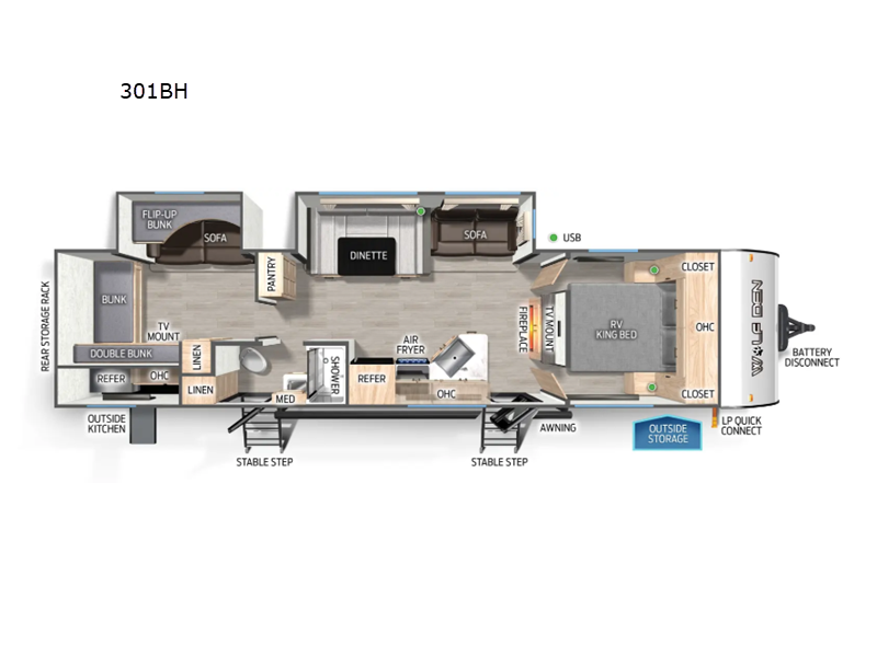 Forest River Rv Cherokee Wolf Den 301bh Travel Trailer For Sale