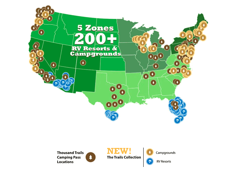 Thousand Trails Maps | Keystone RV Mega Center