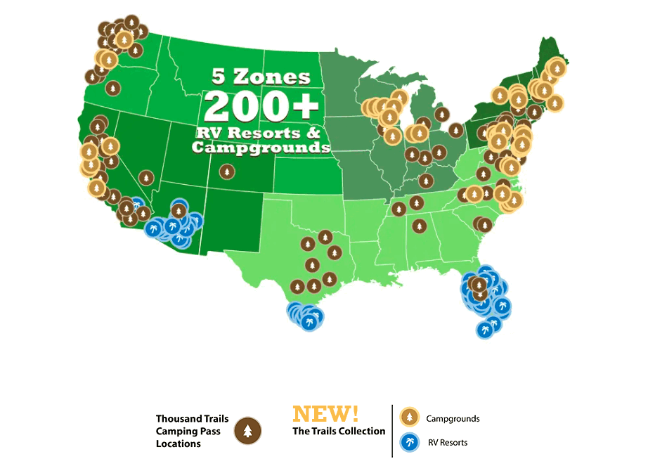 Thousand Trails Maps | Keystone RV Mega Center