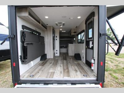 New Toy Hauler Fold Up Sofa and Garage