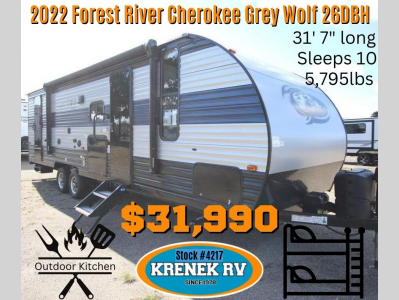 Used 2022 Forest River Cherokee Grey Wolf Travel Trailer RV