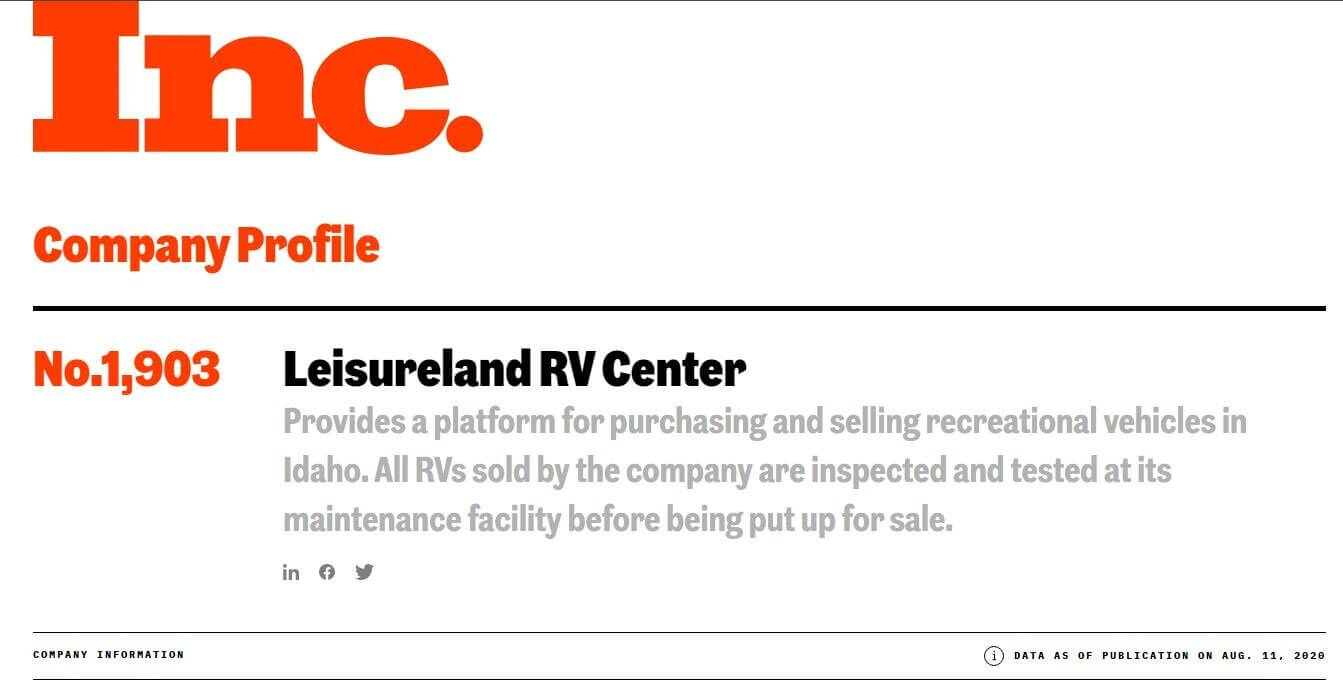 Company Profile - Leisureland RV Center